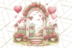 Valentine Town Clipart With Pastel Buildings and Houses Product Image 4