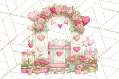 Valentine Town Clipart With Pastel Buildings and Houses Product Image 2