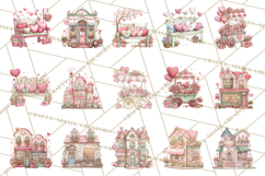 Valentine Town Clipart With Pastel Buildings and Houses Product Image 3