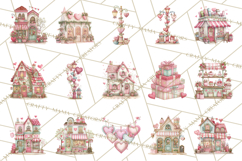 Valentine Town Clipart With Pastel Buildings and Houses Product Image 4