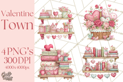 Valentine Town Clipart With Pastel Buildings and Houses Product Image 1