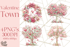 Valentine Town Clipart With Pastel Buildings and Houses Product Image 1