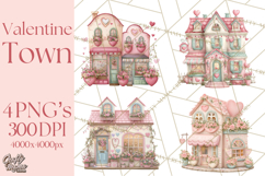 Valentine Town Clipart With Pastel Buildings and Houses Product Image 1