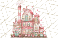 Valentine Town Clipart With Pastel Buildings and Houses Product Image 2