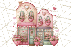 Valentine Town Clipart With Pastel Buildings and Houses Product Image 2