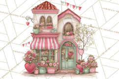 Valentine Town Clipart With Pastel Buildings and Houses Product Image 3
