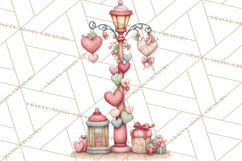 Valentine Town Clipart With Pastel Buildings and Houses Product Image 2