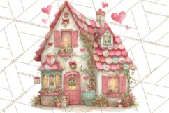 Valentine Town Clipart With Pastel Buildings and Houses Product Image 4