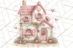 Valentine Town Clipart With Pastel Buildings and Houses Product Image 2