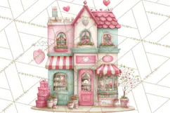 Valentine Town Clipart With Pastel Buildings and Houses Product Image 5