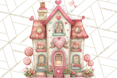 Valentine Town Clipart With Pastel Buildings and Houses Product Image 2