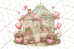 Valentine Town Clipart With Pastel Buildings and Houses Product Image 2