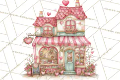 Valentine Town Clipart With Pastel Buildings and Houses Product Image 5