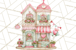 Valentine Town Clipart With Pastel Buildings and Houses Product Image 2