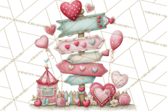 Valentine Town Clipart With Pastel Buildings and Houses Product Image 4