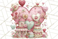 Valentine Town Clipart With Pastel Buildings and Houses Product Image 5