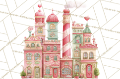 Valentine Town Clipart With Pastel Buildings and Houses Product Image 3