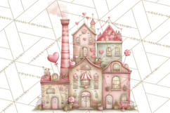 Valentine Town Clipart With Pastel Buildings and Houses Product Image 4