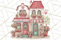 Valentine Town Clipart With Pastel Buildings and Houses Product Image 4
