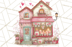 Valentine Town Clipart With Pastel Buildings and Houses Product Image 3