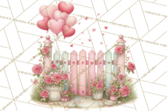 Valentine Town Clipart With Pastel Buildings and Houses Product Image 2