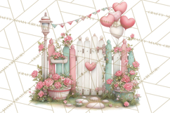 Valentine Town Clipart With Pastel Buildings and Houses Product Image 3