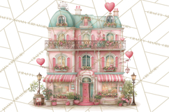 Valentine Town Clipart With Pastel Buildings and Houses Product Image 4