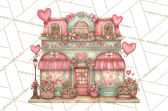 Valentine Town Clipart With Pastel Buildings and Houses Product Image 3