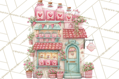 Valentine Town Clipart With Pastel Buildings and Houses Product Image 2