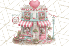 Valentine Town Clipart With Pastel Buildings and Houses Product Image 2