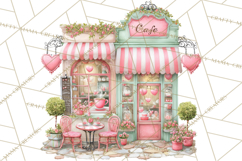 Valentine Town Clipart With Pastel Buildings and Houses Product Image 3