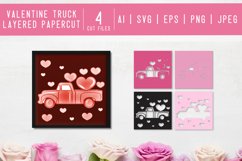 Valentine's Day Truck Side View 3D Layered Papercut Design Product Image 1