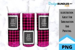 Pink Buffalo Plaid - Sublimation Tumbler with Photos Product Image 1