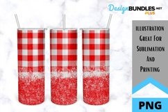 Red Buffalo Plaid Tumbler with Glitter - Sublimation Tumbler Product Image 1