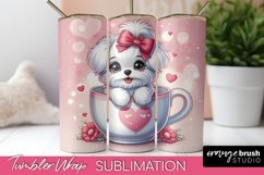 Valentine Tumbler PNG - Cute Dog Sublimation, Skinny Tumbler