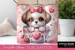 Valentine Tumbler Sublimation Cute Dog Skinny Tumbler Wrap