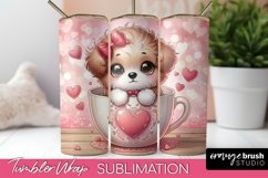 Valentine Tumbler Wrap for Dog Lovers Sublimation Design