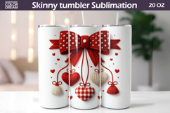 Red Bow Heart Tumbler| Valentine Tumbler Sublimation Product Image 1