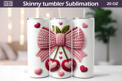 Pink Bow Cherry Tumbler| Valentine Tumbler Sublimation Product Image 1