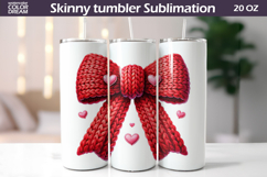 Red Bow Hearts Tumbler| Valentine Tumbler Sublimation Product Image 1