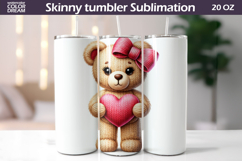 Bear Heart Tumbler| Valentine Tumbler Sublimation Product Image 1