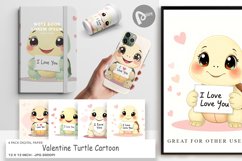 Digital Paper Valentine Turtle Cartoon Product Image 1