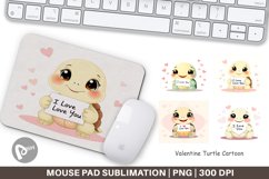 Mouse Pad Valentine Turtle Cartoon Product Image 1