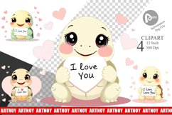 Valentine Turtle Cartoon Clipart Product Image 1