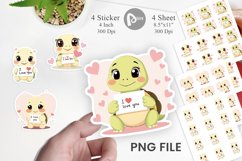 Valentine Turtle Cartoon Sticker Product Image 1