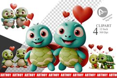 Valentine Turtle Clipart Product Image 1