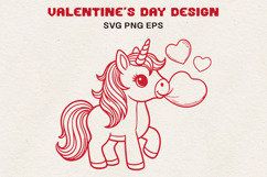 Cute Valentine Unicorn SVG | Unicorn Blowing Heart | PNG EPS Product Image 1