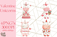 Valentine Unicorn Clipart PNG, Unicorn Girl Valentine Product Image 1