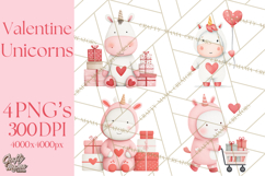 Valentine Unicorn Clipart PNG, Unicorn Girl Valentine Product Image 1