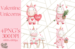 Valentine Unicorn Clipart PNG, Unicorn Girl Valentine Product Image 1